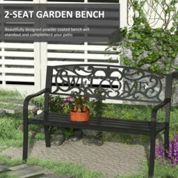 Rackhams Rolare 126cm Steel Black Outdoor Garden Bench - thumbnail 5