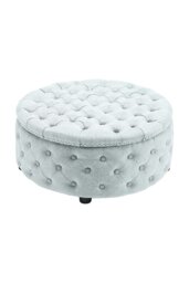 Rackhams Tufted Round Cocktail Footstool - Grey - thumbnail 5