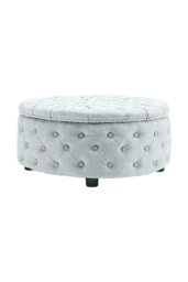 Rackhams Tufted Round Cocktail Footstool - Grey - thumbnail 4