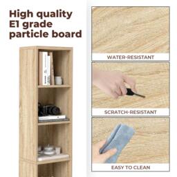 Rackhams Bookshelf 6 Tier Bookcase Shelves Tall Narrow Storage Display Shelving - Oak - thumbnail 6