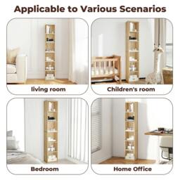 Rackhams Bookshelf 6 Tier Bookcase Shelves Tall Narrow Storage Display Shelving - Oak - thumbnail 5