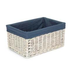 Rackhams White Wash Navy Lined Open Storage Basket - Extra Large - thumbnail 1