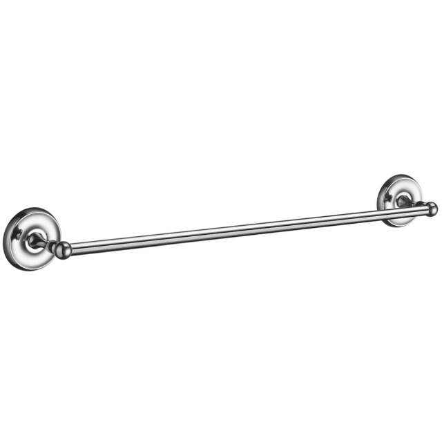 "Rackhams Polished Chrome Single Towel Rail 63.5cm/25"" Wall Mounted with Concealed Screws Bathroom Towel Holder"