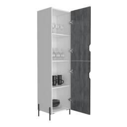 Rackhams Dallas 4-Shelf Display Cabinet with Doors - White - thumbnail 2