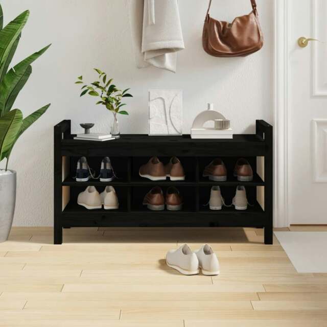 Rackhams Hall Bench Black 110x40x60 cm Solid Wood Pine
