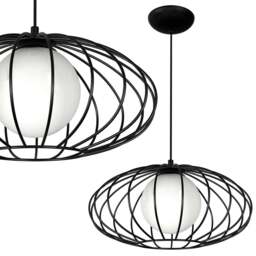 Rackhams Kronos Pendant Lamp 1XE14 Industrial Chic With The Flattened Cage Surrounding The Elegant Glass Shade - thumbnail 6