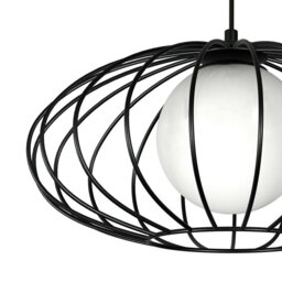 Rackhams Kronos Pendant Lamp 1XE14 Industrial Chic With The Flattened Cage Surrounding The Elegant Glass Shade - thumbnail 2