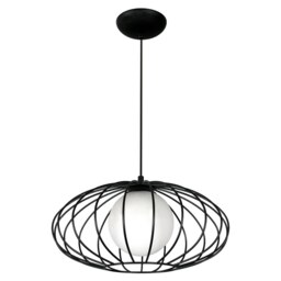 Rackhams Kronos Pendant Lamp 1XE14 Industrial Chic With The Flattened Cage Surrounding The Elegant Glass Shade - thumbnail 4