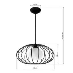 Rackhams Kronos Pendant Lamp 1XE14 Industrial Chic With The Flattened Cage Surrounding The Elegant Glass Shade - thumbnail 3