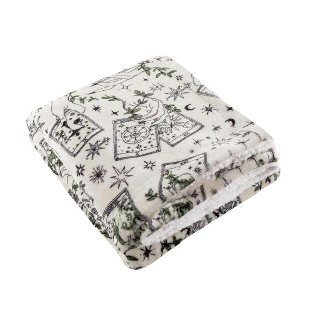 Rackhams Celestial Stories Sherpa Fleece Throw - Green - 130cm x 180cm - Green - 100% Polyester - image 1