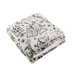Rackhams Celestial Stories Sherpa Fleece Throw - Green - 130cm x 180cm - Green - 100% Polyester