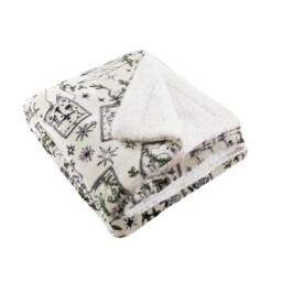 Rackhams Celestial Stories Sherpa Fleece Throw - Green - 130cm x 180cm - Green - 100% Polyester - thumbnail 2