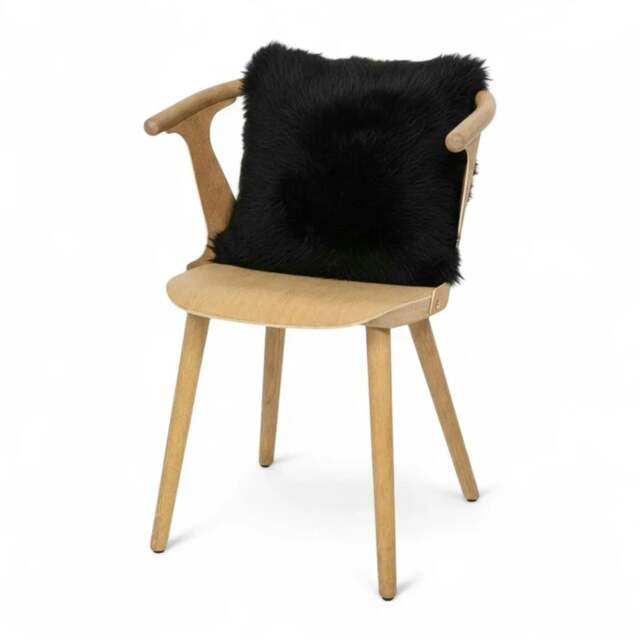 Rackhams Genuine Sheepskin Real Wool Single Sided Cushion - Black - image 1