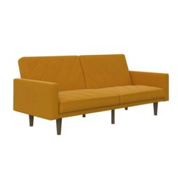 Rackhams Paxson Clic Clac Sofa Bed in Mustard Fabric - Yellow - thumbnail 2