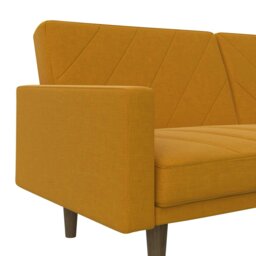 Rackhams Paxson Clic Clac Sofa Bed in Mustard Fabric - Yellow - thumbnail 3