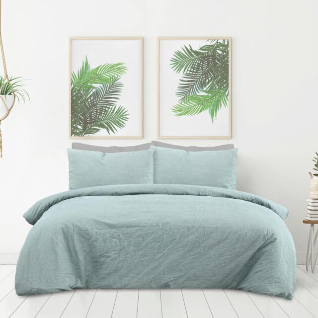 Rackhams Pure Cotton Plain Dye Duvet Cover With Pillowcases - Sage - King (220cm x 230cm) - image 1