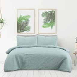 Rackhams Pure Cotton Plain Dye Duvet Cover With Pillowcases - Sage - King (220cm x 230cm) - thumbnail 1