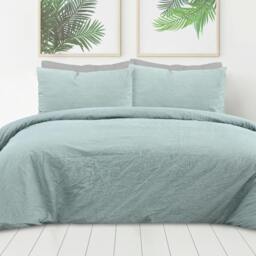 Rackhams Pure Cotton Plain Dye Duvet Cover With Pillowcases - Sage - King (220cm x 230cm) - thumbnail 2