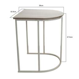 Rackhams Nest of 2 Coffee Table White Metal Wooden Woodgrain Side Tables Set Living Room - thumbnail 5