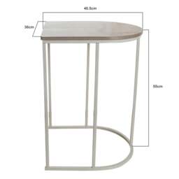 Rackhams Nest of 2 Coffee Table White Metal Wooden Woodgrain Side Tables Set Living Room - thumbnail 4