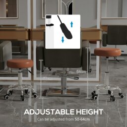 Rackhams Round PU leather Salon Beautician Stool Adjustable Height - Brown - Faux Leather - thumbnail 4