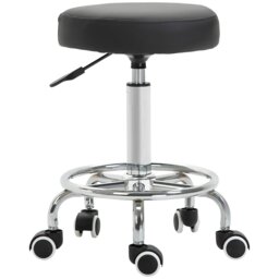 Rackhams Round PU leather Salon Beautician Stool Adjustable Height - Brown - Faux Leather - thumbnail 6