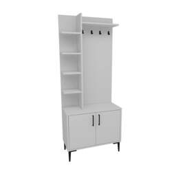 Rackhams Lefteris Hallway Coat Rack with Shelves - Atlantic Pine & Beige - thumbnail 6