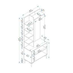 Rackhams Lefteris Hallway Coat Rack with Shelves - Atlantic Pine & Beige - thumbnail 5