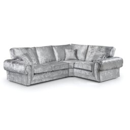 Rackhams Chelsea Crushed Velvet Full Back 4 Seater L Shaped Corner Sofa - Silver - Right Hand Facing - thumbnail 1