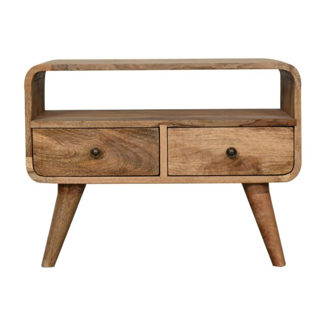 Rackhams Solid Wood Mini Curved Oak-ish Media Unit - image 1