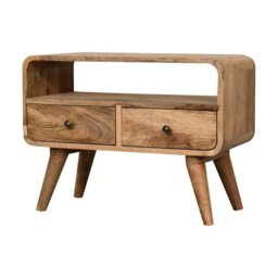 Rackhams Solid Wood Mini Curved Oak-ish Media Unit - thumbnail 3