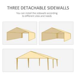 Rackhams 6 x 3 m Party Tent Gazebo Marquee Outdoor Patio Canopy Shelter with Windows and Side Panels Black - thumbnail 6