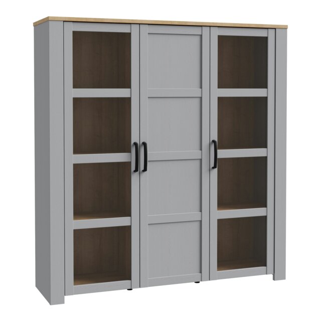 Rackhams Bohol Large Display Cabinet in Riviera Oak/Grey Oak - Full Assembly Required - Riviera Oak &Grey Oak - Matt - image 1