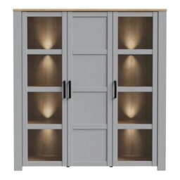 Rackhams Bohol Large Display Cabinet in Riviera Oak/Grey Oak - Full Assembly Required - Riviera Oak &Grey Oak - Matt - thumbnail 4