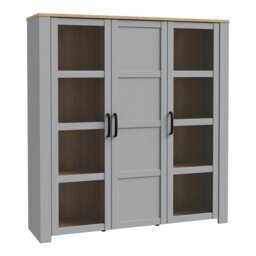 Rackhams Bohol Large Display Cabinet in Riviera Oak/Grey Oak - Full Assembly Required - Riviera Oak &Grey Oak - Matt - thumbnail 1