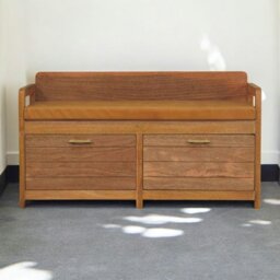 Rackhams Solid Wood Oxford Oak-ish 2 Drawer Storage Bench - thumbnail 1