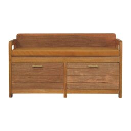 Rackhams Solid Wood Oxford Oak-ish 2 Drawer Storage Bench - thumbnail 2