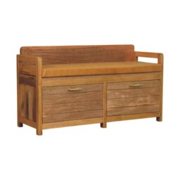 Rackhams Solid Wood Oxford Oak-ish 2 Drawer Storage Bench - thumbnail 4