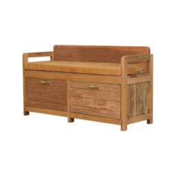 Rackhams Solid Wood Oxford Oak-ish 2 Drawer Storage Bench - thumbnail 3