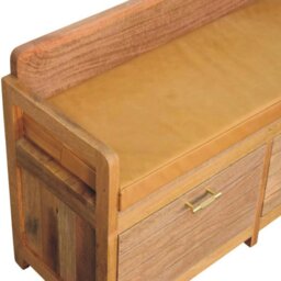 Rackhams Solid Wood Oxford Oak-ish 2 Drawer Storage Bench - thumbnail 6
