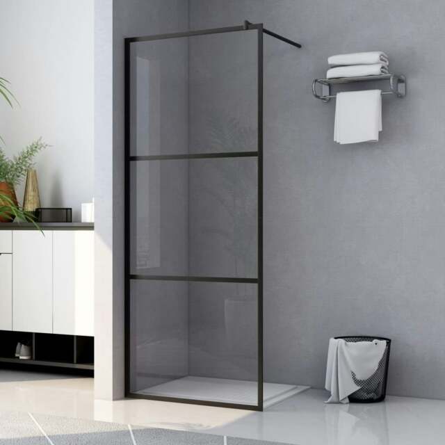 Rackhams Walk-in Shower Wall with Clear ESG Glass Black 100x195 cm