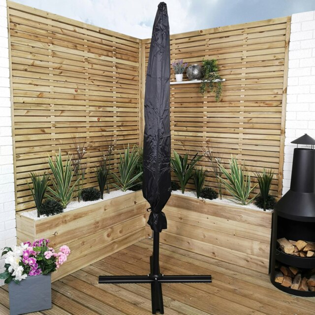 Rackhams 3m Waterproof Cover for Hanging Banana Cantilever Garden Parasol in Black - image 1
