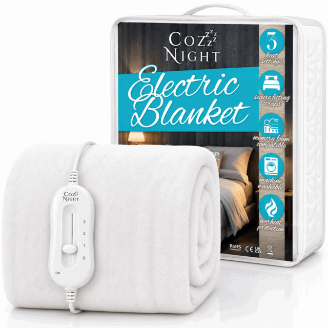 Rackhams Electric Blanket Single Size Heated with 3 Heat Settings - Machine Washable with Overheat Protection - image 1