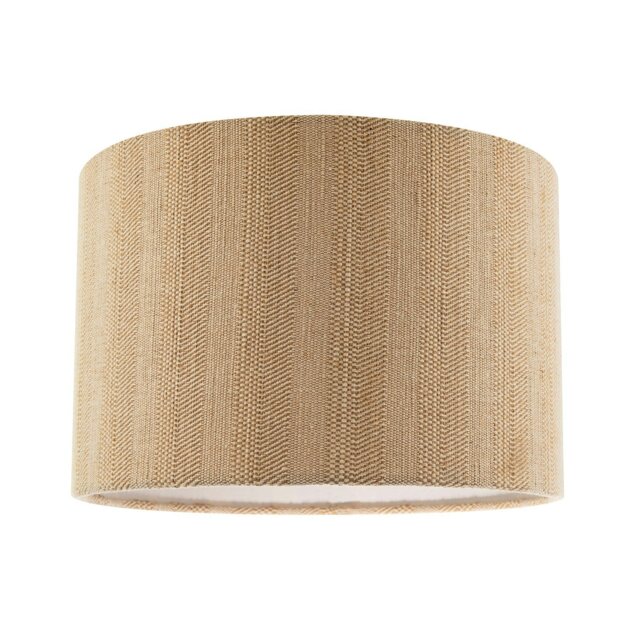 Rackhams Textured Oatmeal Linen Fabric Drum Lamp Shade with Taupe Cotton Lining - image 1