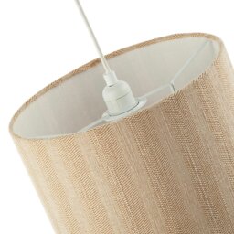 Rackhams Textured Oatmeal Linen Fabric Drum Lamp Shade with Taupe Cotton Lining - thumbnail 4