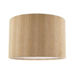 Rackhams Textured Oatmeal Linen Fabric Drum Lamp Shade with Taupe Cotton Lining - thumbnail 1