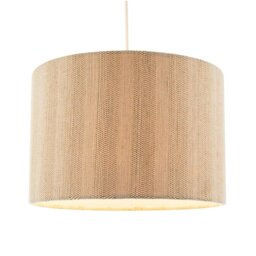 Rackhams Textured Oatmeal Linen Fabric Drum Lamp Shade with Taupe Cotton Lining - thumbnail 2