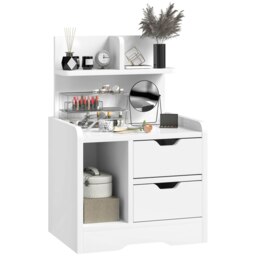 Rackhams Modern Bedside Table with 2 Drawers and Open Shelves for Bedroom - 60 - thumbnail 3