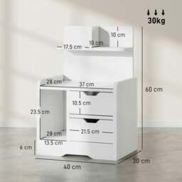 Rackhams Modern Bedside Table with 2 Drawers and Open Shelves for Bedroom - 60 - thumbnail 6