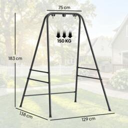 Rackhams Hammock Chair Stand Only for Indoor Outdoor 150KG Load Black - 138 L x 129 W x 183 H cm - Hammock Chair Stand - 1 - thumbnail 3